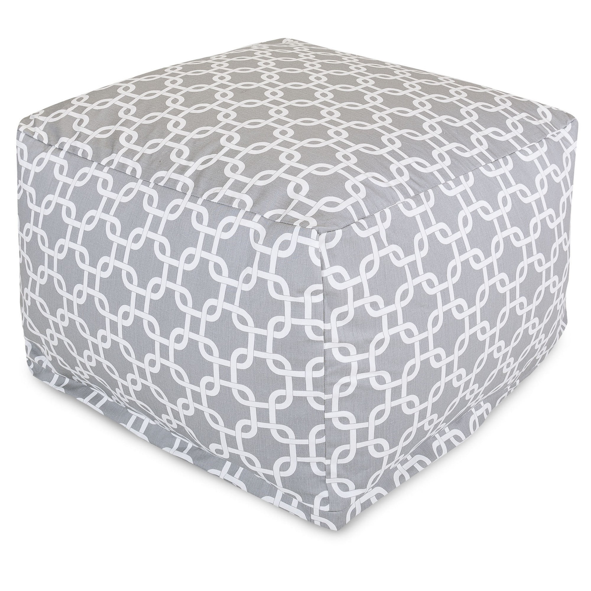 Majestic Home Goods Indoor Outdoor Treated Polyester Gray Links Ottoman