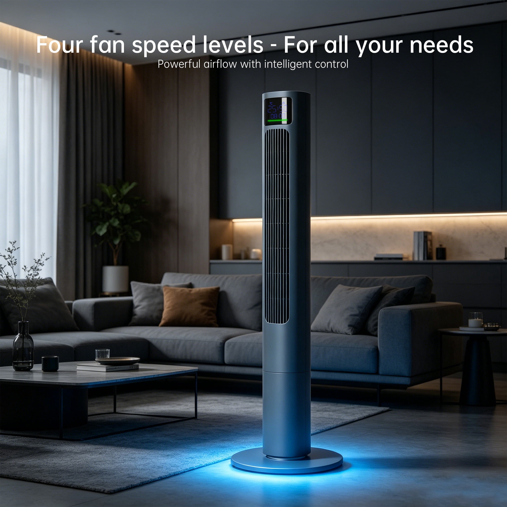 PHILODECO 40" Smart Tower Fan,Featuring Temperature and Humidity Display,4 Speed Settings and Modes,80° Oscillation,12-hour Timer, Remote Control,Sleep Mode For Bedrooms, Living Rooms and Offices