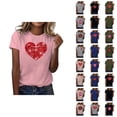 thumbnail image 1 of T-shirts de la Saint-Valentin pour Femmes 2026 Mode Manches Courtes Col Rond Cœur Graphique, 1 of 4
