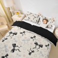 thumbnail image 3 of spefrowx Black Coquette Bow Print Twin Duvet Cover for Kids, Beige Pearl Heart Twin Bedding, Black Reversible, 2-Piece, 1 Duvet Cover and 1 Pillowcase, 3 of 6