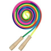 16 FT Long Jump Rope for Kids, 1 Pack Double Dutch Skipping Rope with Wooden Handle, Multiplayer Rainbow Jumping Rope for Outdoor Fun, School Sport, Party Game