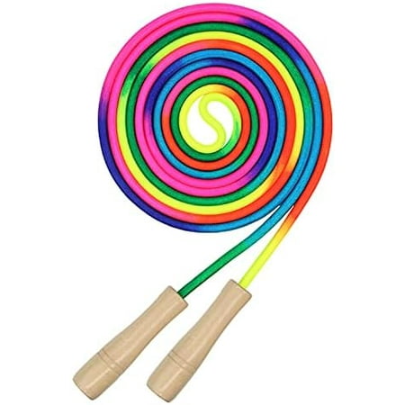 16 FT Long Jump Rope for Kids, 1 Pack Double Dutch Skipping Rope with Wooden Handle, Multiplayer Rainbow Jumping Rope for Outdoor Fun, School Sport, Party Game