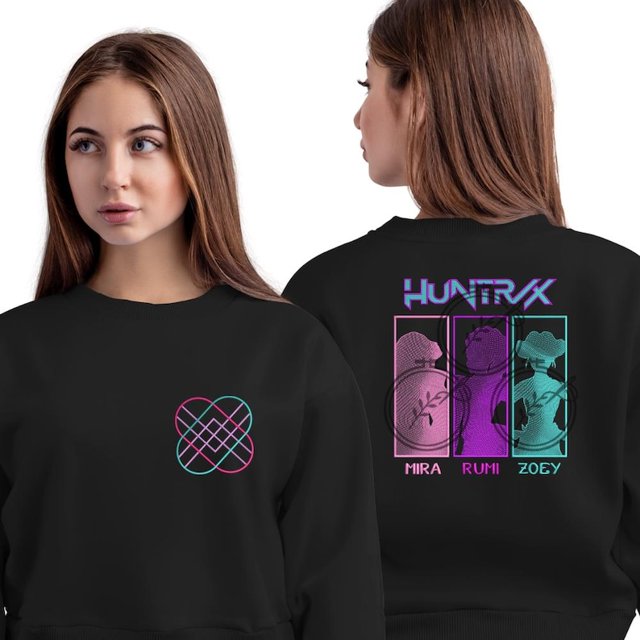 Embroidered KPOP Band Huntrix Sweatshirt, Demon Hunter Cute Design, Huntrix Fan Hoodie, Sa - As Picture - M