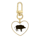 thumbnail image 1 of Jabalí negro animal lindo retrato Llavero de metal en forma de corazón dorado, 1 of 3