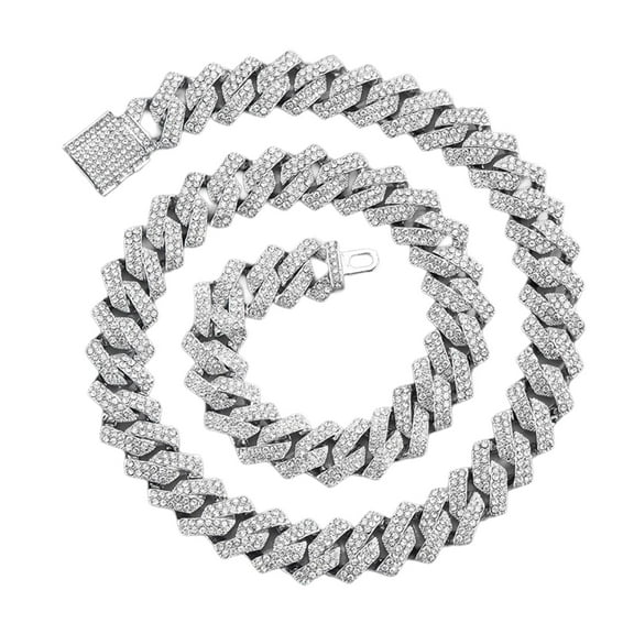 Fashionable Iced Outs Cuban Link Chain Necklace Hip Hop Fashion Jewelry Accessory for Trendy Women and Men