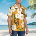 thumbnail image 5 of Daiia White Floral and Butterflies Hawaiian Shirt for Men Gentle Cotton Regular Short Sleeve Casual-X-Large, 5 of 9