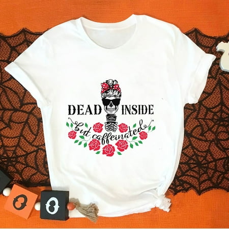 

halloween scrub tops plus size halloween top halloween shirts for men Women s Casual Loose O-Neck Human Skeleton Printed Short Sleeve T-Shirt Tops