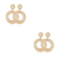 thumbnail image 1 of Aretes Circulares Hoja Cobre Sonducket Articulos Trenzados Rattan Boho Blanco, 1 of 6