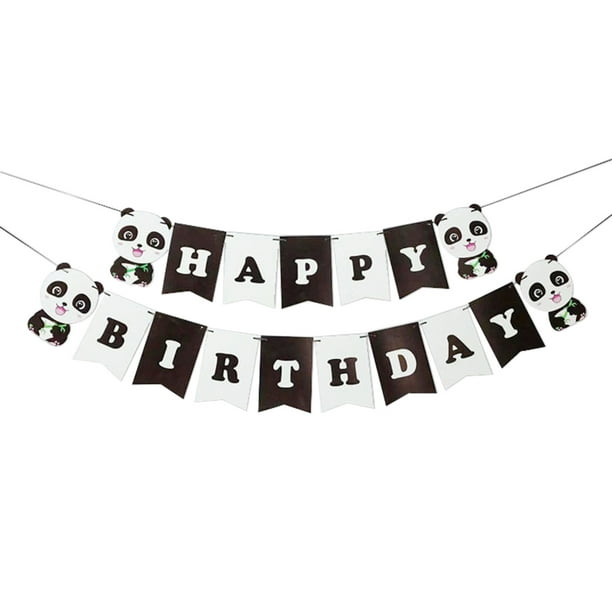 KAKOWELY Bandera de papel con forma de panda de 2,5 m para decoración de fiestas de cumpleaños, banderines con letras de feliz cumpleaños