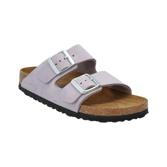 Birkenstock Arizona Narrow Fit Leather Soft Footbed Sandal, 39, Purple,1in,Adult
