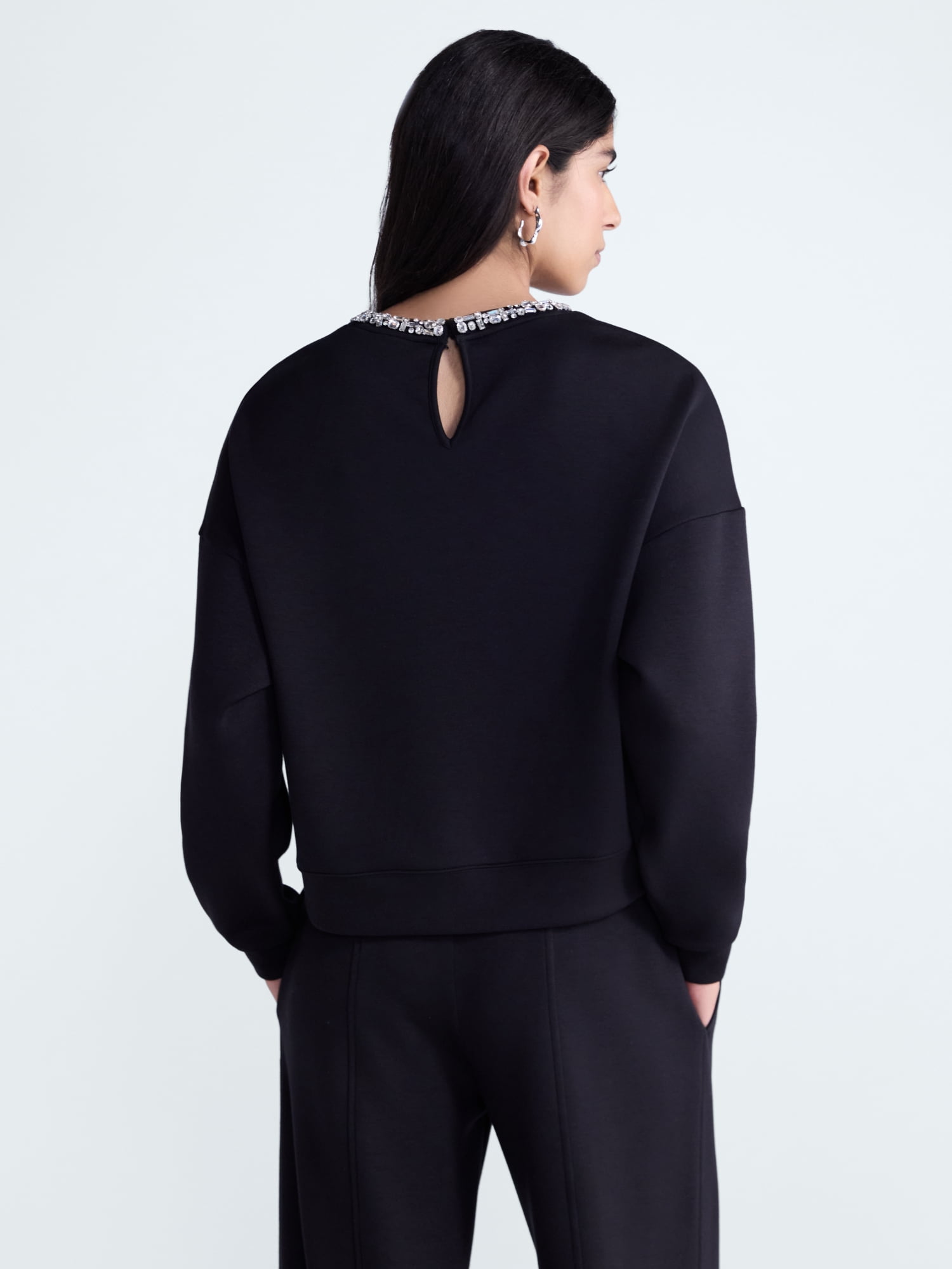 Scoop Women's and Women's Plus Scubaknit Embellished Sweatshirt, Sizes XS-4X