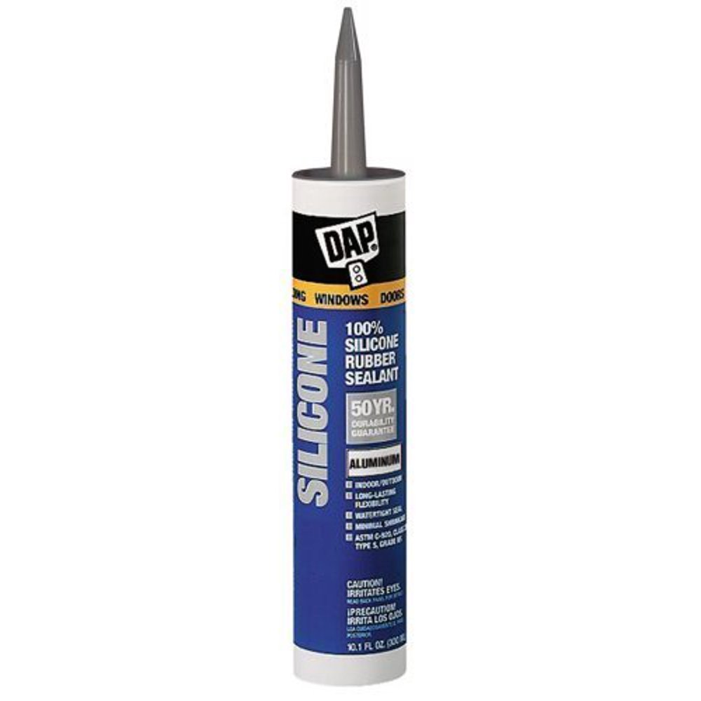 DAP 08643 100 Silicone Window & Door Sealant, Aluminum, 10.1 oz, 12