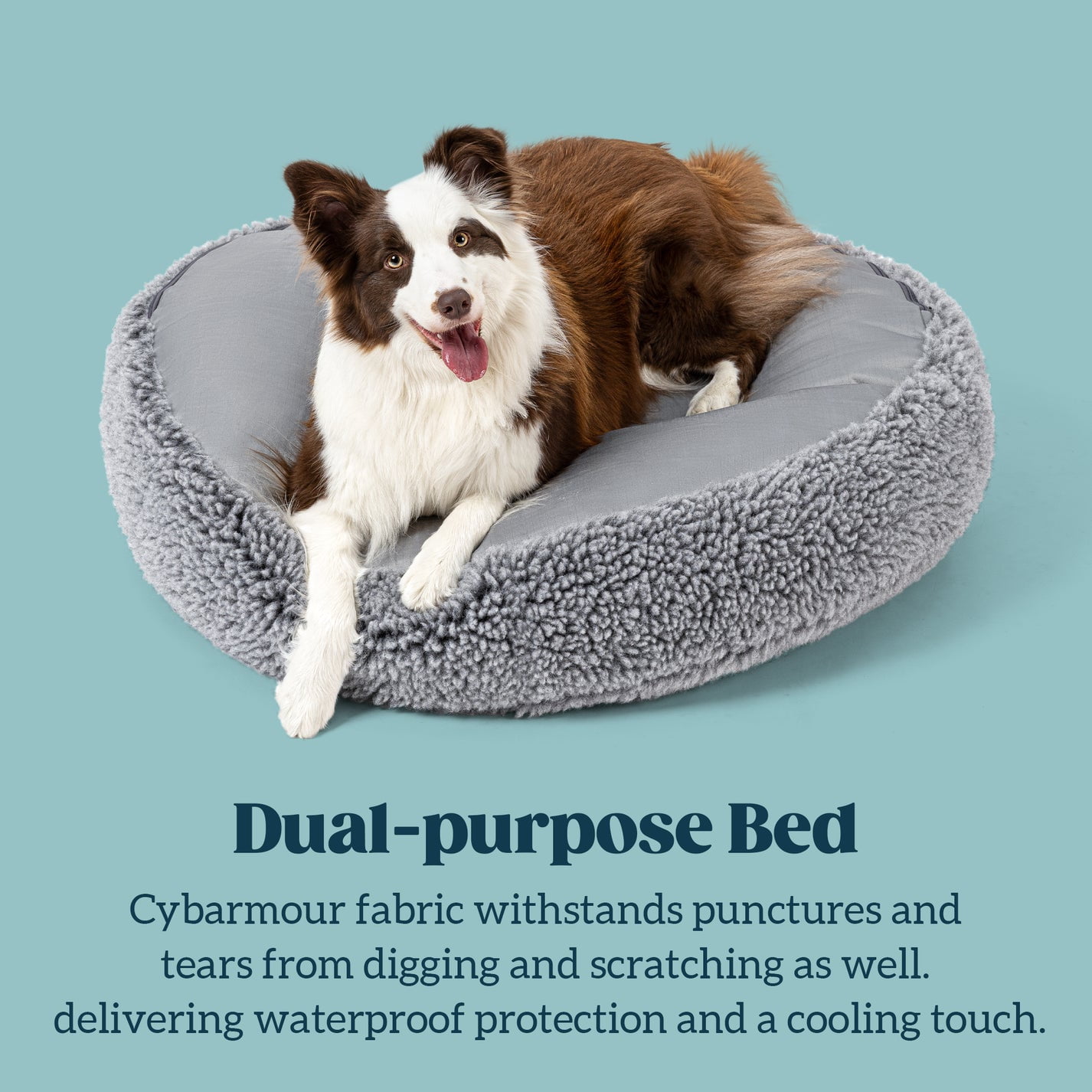 Pelzin Stoutwool Indestructible Dog Bed - Round Chew Proof Dog Bed - Fluffy Pillow Bed for Aggressive Chewers - Durable - Washable - Ideal for Small Dog Breeds - 25", Charcoal