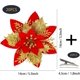 thumbnail image 2 of 20 flores artificiales de Navidad con clip, flores de Pascua navideñas con decoraciones en polvo de purpurina para guirnalda de árbol de Navidad, guirnalda de Navidad, decoración de interiores (oro r, 2 of 5