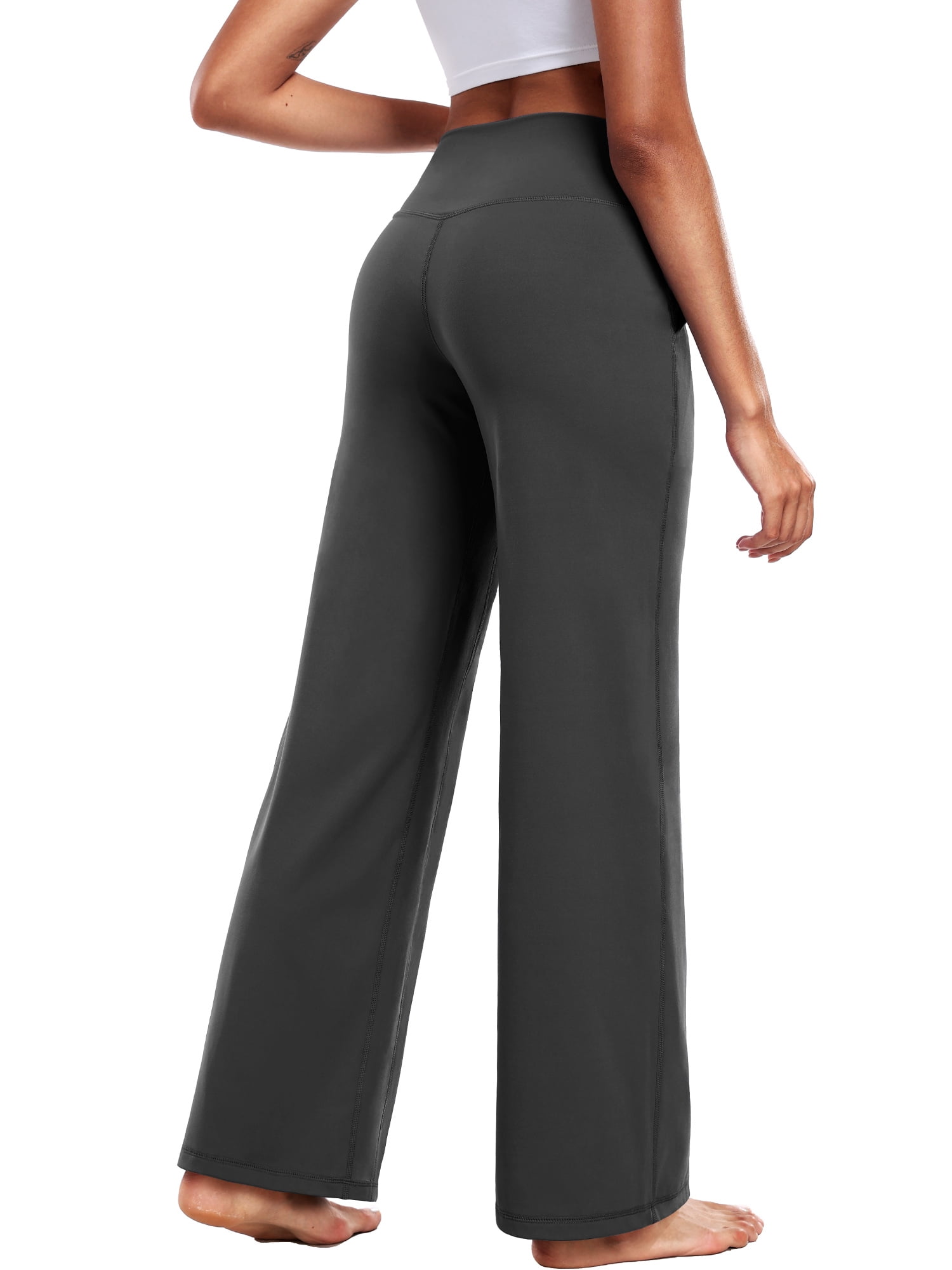 NELEUS ButterSoftFlex Womens Wide Leg Pants Athletic Yoga Legging Casual Sweatpants with Side Pockets,Gray,US Size S