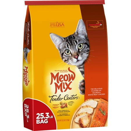 Meow Mix Tender Centers Salmon & White Meat Chicken Flavors Dry Cat Food, (Best Raw Meat For Cats)