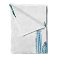 thumbnail image 2 of Cactus Soft Flannel Fleece Throw Blanket, Cacti Spikes Flowers Birds Cartoon Style Vintage Like Colored Artwork, Cozy Plush for Indoor and Outdoor Use, 50" x 60", Green and Blue, by Ambesonne, 2 of 5