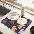 thumbnail image 2 of Yayeee Dish Drying Mat for Kitchen Counter 18" x 24" Microfiber Super Absorbent Coffee Decorative Pad, Halloween Orange Ghosts, 2 of 9