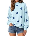 thumbnail image 2 of Womens Polka Dot Sweatshirts Long Sleeve Pullover Crewneck Tops Oversized Drop Shoulder Y2k Fall Fashion Outfits 2026 Sky Blue 2XL, 2 of 5