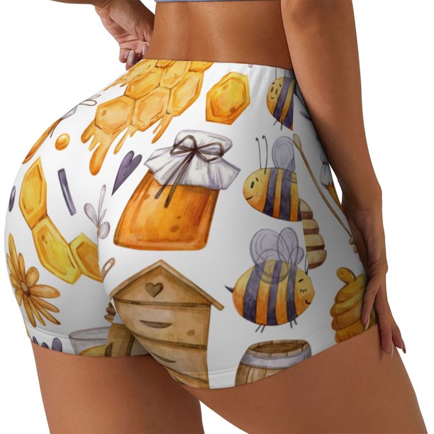 Fotbe Honey Bee Set Shorts Sin Costuras – Shorts Deportivos de Cintura Alta para Mujer, Elásticos para Gimnasio, Yoga, Running o Ciclismo-Medium
