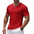 thumbnail image 2 of Mesh Workout Shirts for Men Casual Quick Dry Athletic Short Sleeve crew neck T-Shirts Lightweight Moisture Wicking Activewear Red XL, 2 of 8
