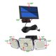 thumbnail image 2 of Lámpara Sensor de movimiento de luz solar LED de 3 cabezales de patio de jardín de tierra de pared dividida de 3 engranajes Ndcxsfigh Para estrenar, 2 of 9