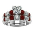 thumbnail image 2 of Cheers 2Pcs/Set Retro Women Faux Ruby Heart Rhinestone Inlaid Finger Ring Jewelry Gift, 2 of 2