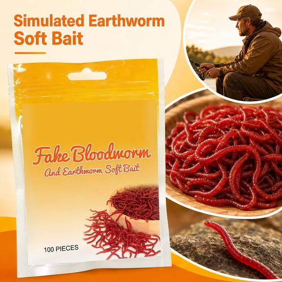 100Pcs Realistic Earthworm Soft Fishing Lures Artificial Biomimetic Worm Baits for Bass Trout Saltwater Freshwater Tackle