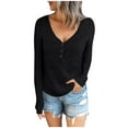 thumbnail image 2 of Women's V-Neck Long Sleeve Buttoned Top Shirts, 2 of 6