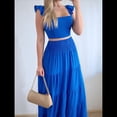 thumbnail image 4 of Conjuntos de Falda de 2 Piezas para Mujer, Verano 2025, , Vacaciones en Resort, Conjuntos de Camiseta Sin Mangas y Falda Larga Azul Real XL, 4 of 8