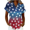 thumbnail image 2 of Mifsaly Short Sleeve Button Down Shirts for Women Lapel Collar V Neck Blouses Patriotic Hearts American Flag Print Independence Day Tops 2026 M, 2 of 6
