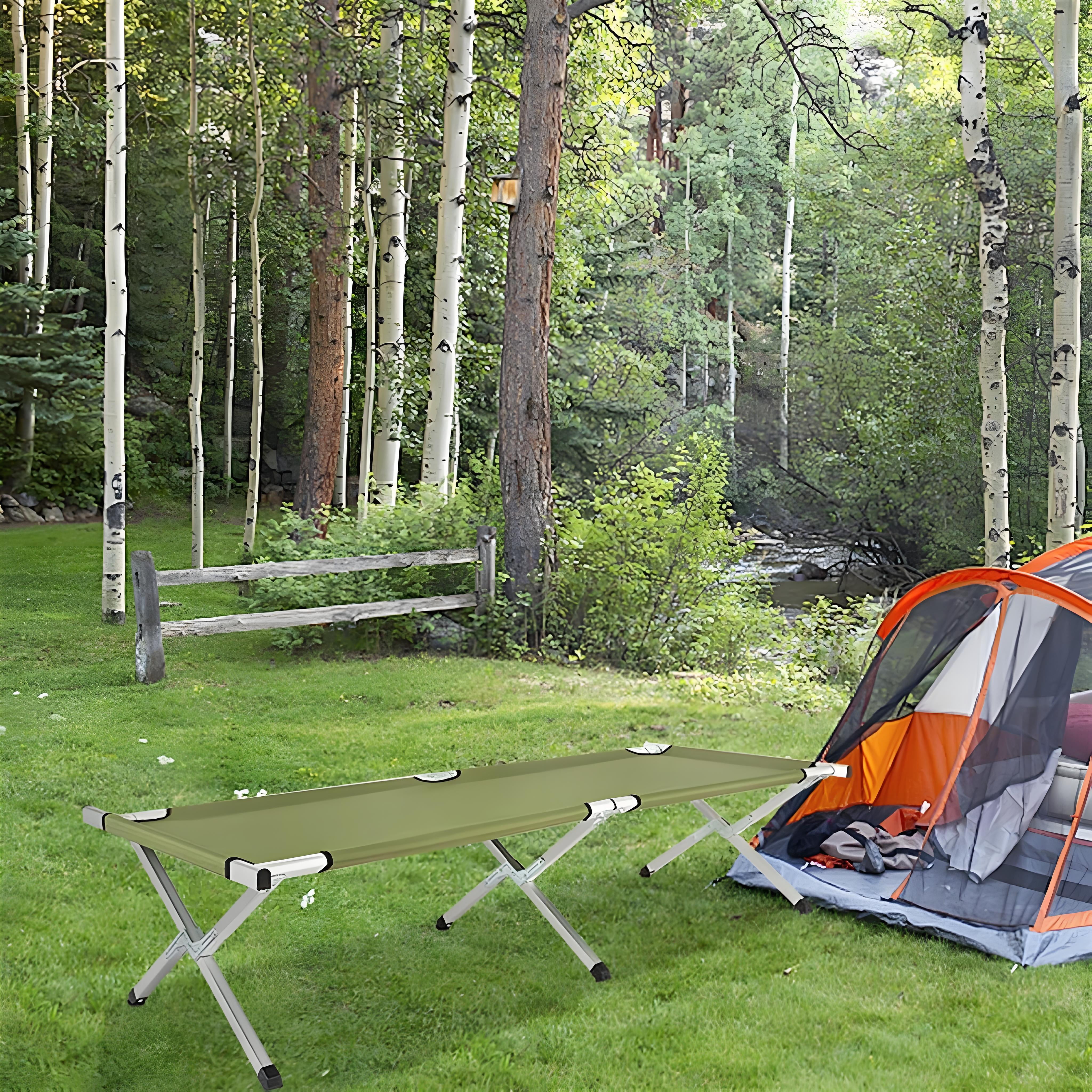 Portable Folding Camping Cot with Carrying Bag Army, Green