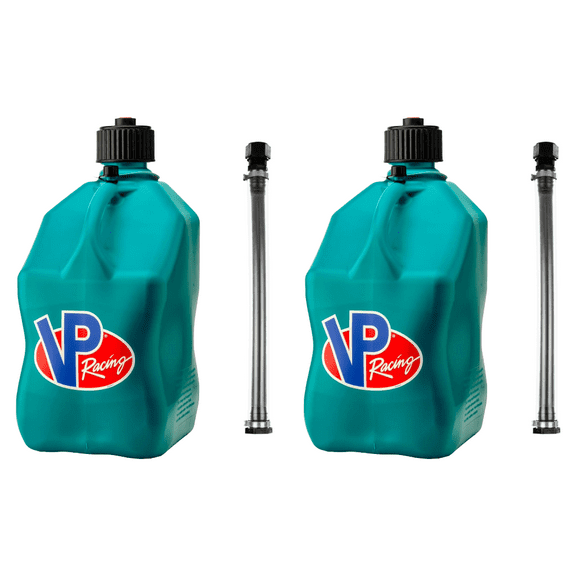 VP Racing 3622-CA, 5.5-Gallon Square Motorsport Jug Caribbean w/ 14" Standard Hose Close-Trimmed Cap and Neck for Tight Seal (2 Pack)
