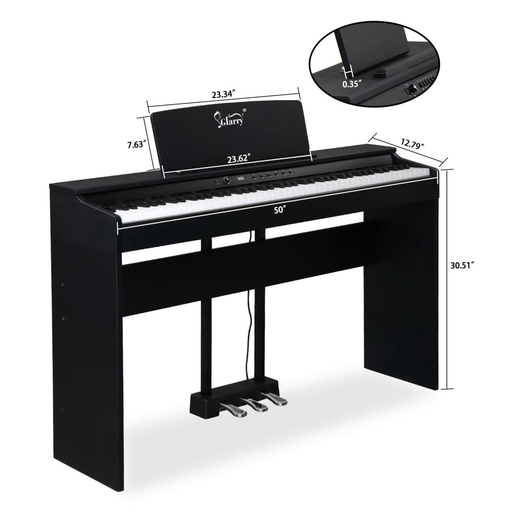 88 Keys Full Weighted Keyboard, Electric Digital Piano with Soft/Sustain/Sostenuto Pedals, Dual Bluetooth and 2 Stereo Speakers for Beginner, Professional, GDP-105, Black