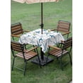 thumbnail image 4 of Outdoor Tablecloth with Umbrella Hole for Patio/Picnic/Party/Camping, Navy Blue Starfish Waterproof Table Cloth Square Cover Washable, Coastal Summer Beach Ocean Watercolor (54"x 54"), 4 of 8
