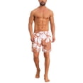 thumbnail image 2 of INSPIRE CHIC Men's Contrast Pattern Drawstring Bathing Summer Beach Shorts 38 Light Orange, 2 of 4