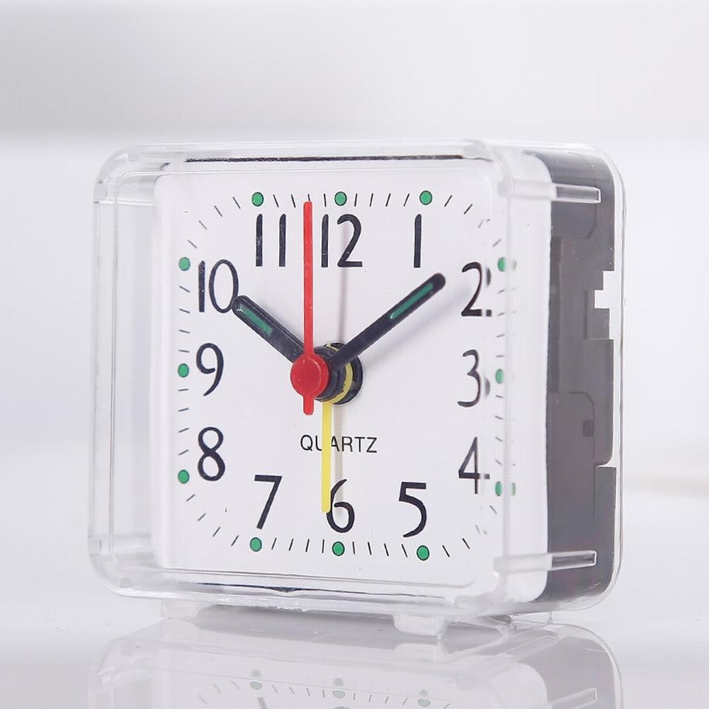 Ruibeauty Bedside Small Silent no Tick Alarm Clock Quartz Battery Operated Wake up Clocks,White