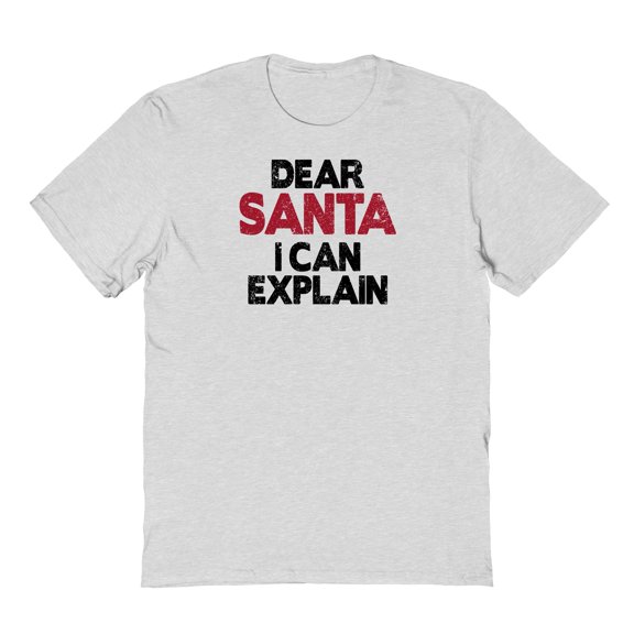 Christmas Holiday Deer Santa Graphic Ash Grey Men's Cotton T-Shirt