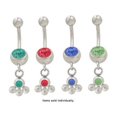 thumbnail image 1 of Surgical Steel Dangling Design Belly Ring with Jewels, 1 of 4