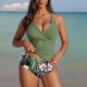thumbnail image 1 of Traje de baño de bikini de verano con estampado de moda para mujer, con cojín en el pecho y sin soporte de acero, sin espalda, con tirantes, de nailon., 1 of 5