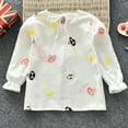 thumbnail image 4 of Gyratedream 1-8Y Spring Kids Baby Girl Long Sleeve Embroidered Mushroom Blouse Shirt Tops, 4 of 8