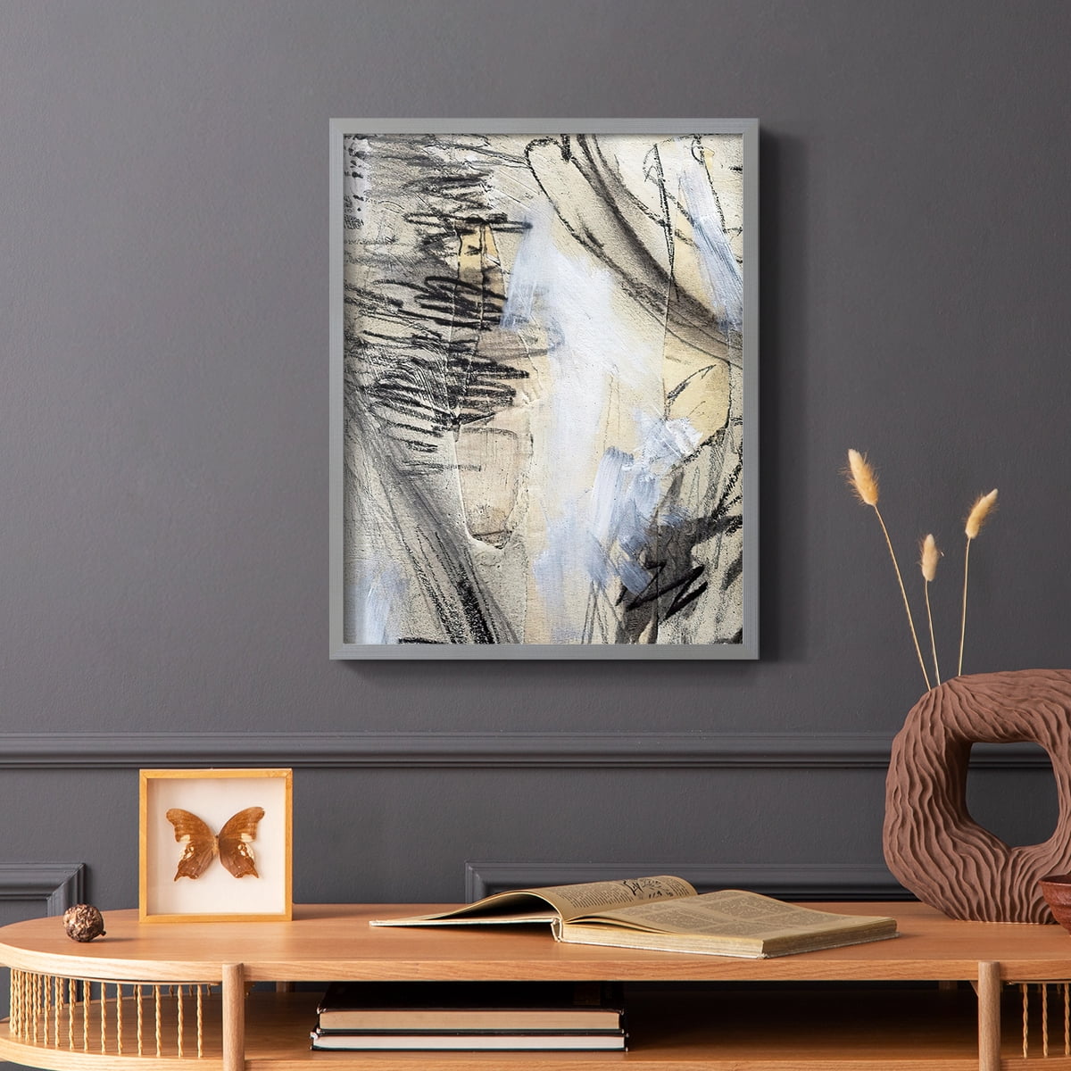 Masked Notes VI Framed Print in Gray Solid Wood Framed Print No Nail Hanging