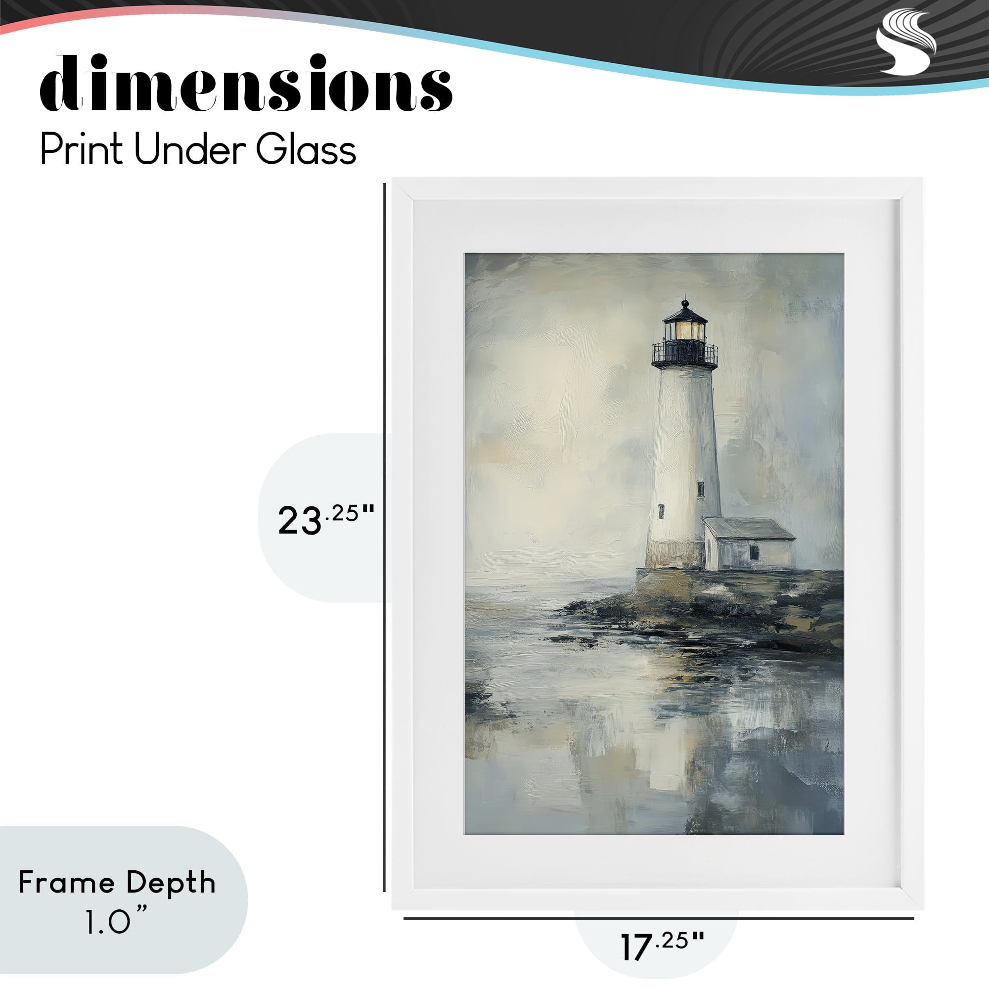 Stupell Industries Moody Lighthouse Reflecting White Framed Print Under Glass, design by Petal Prints Design