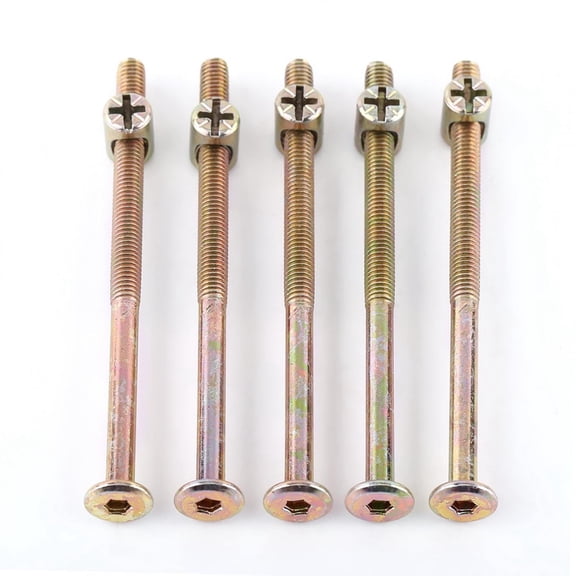 Tebru Furniture Bolt,10 pcs M6 Carbon Steel Furniture Bolts With Barrel Nuts Dowel Nut Connector Fastener, Furniture Connector