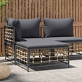 thumbnail image 1 of vidaXL Repose-Pieds de Jardin avec Coussin Gris Foncé en Rotin Poly, 1 of 4