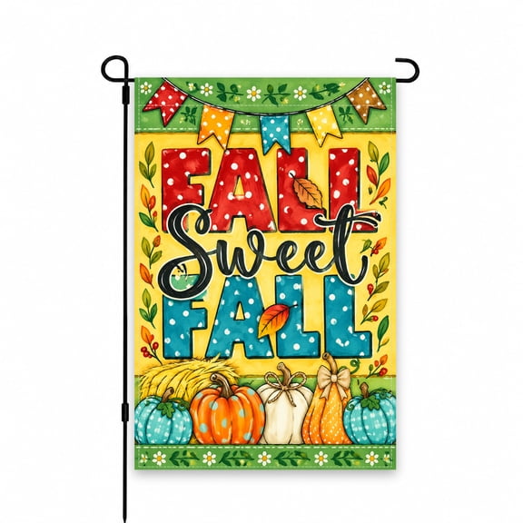 Fall Sweet Fall Garden Flag 12x18 Inch, Autumn Pumpkin Decor for Yard, Lawn, Patio, or Porch Outdoor Display, Seasonal Harvest Decoration