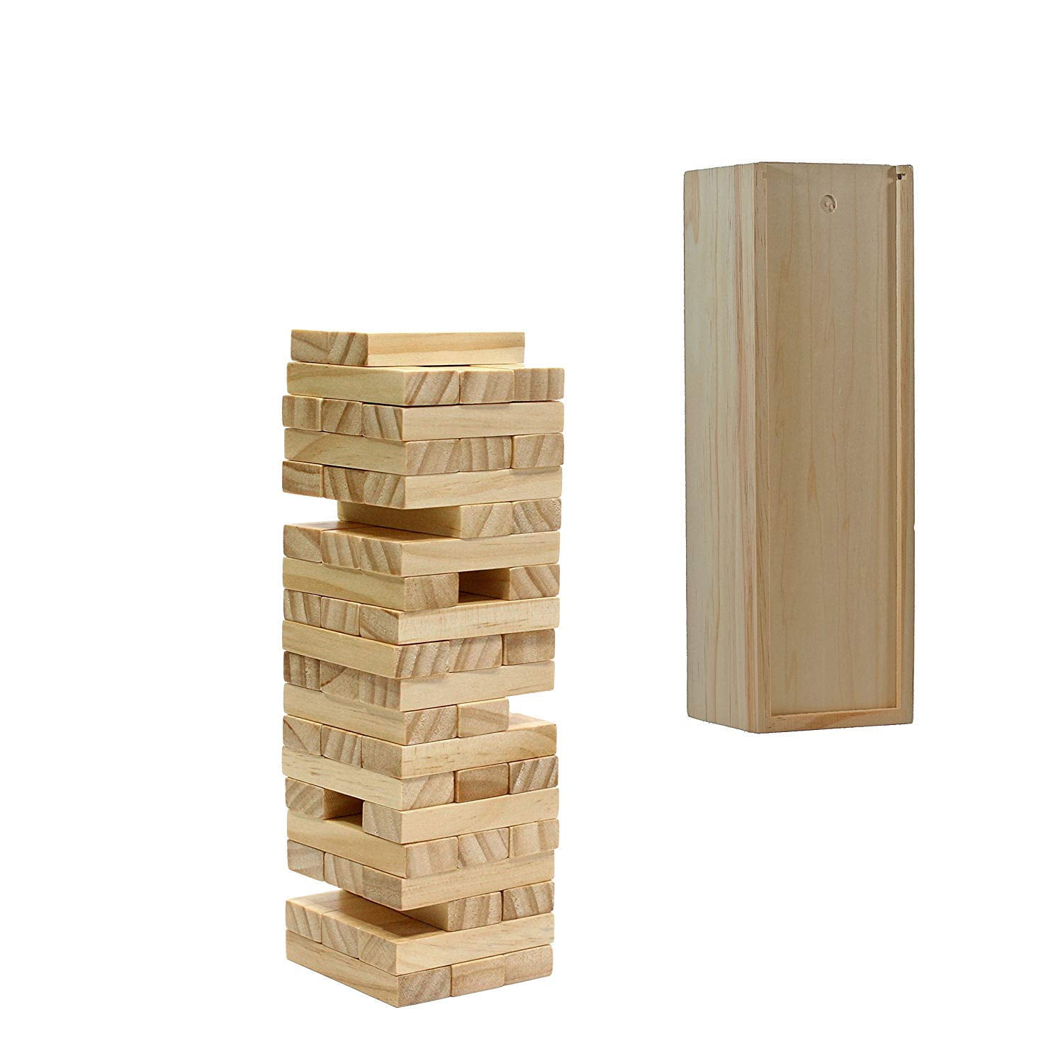 WE Games Wood Block Stacking Party Game that Tumbles Down 12 in