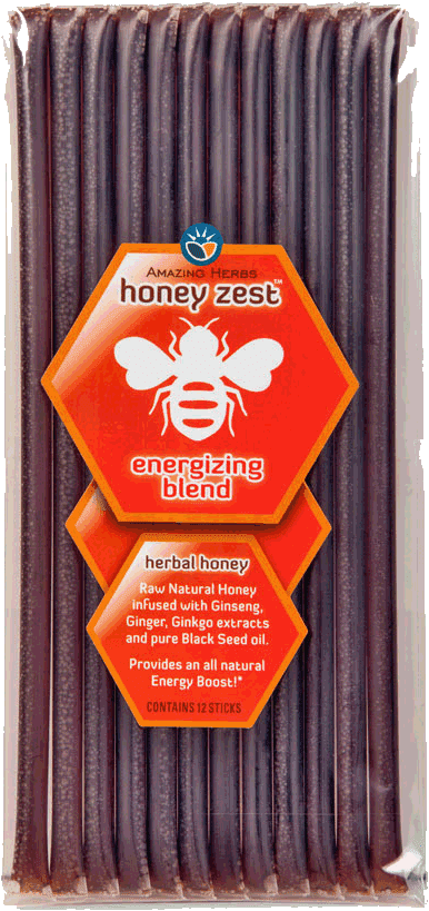 Amazing Herb HoneyZest Energizing Honey Sticks, 12 Ct by Amazing Herbs Nutraceuticals