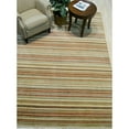 thumbnail image 4 of EORC Orange/green Handmade Wool Transitional Striped Rug, 2' x 6', 4 of 9