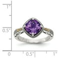 thumbnail image 4 of 14K Two-Tone Gold Ring Band Gemstone Yellow Amethyst Cushion Purple, 4 of 6